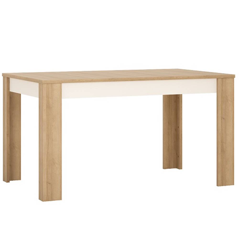 Kondela Jedálenský stôl LYOT03 rozkladací dub riviera/biela 140-180x85 cm LEONARDO, značky Kondela