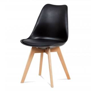 AUTRONIC CT-752 BK jedálenská stolička, plast čierny / koženka čierna / masív buk