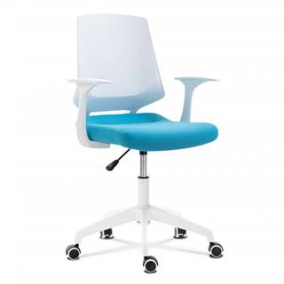 AUTRONIC KA-R202 BLUE Kancelárska stolička, sedadlo modrá látka, biely PP plast, výškovo nastaviteľná