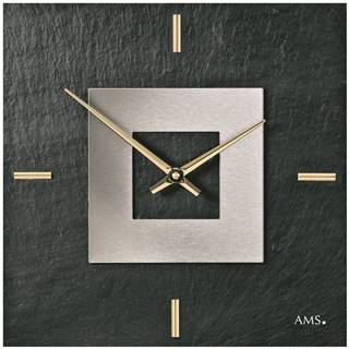 AMS  9525 dizajnové nástenné bridlicové hodiny, 30 cm, značky AMS