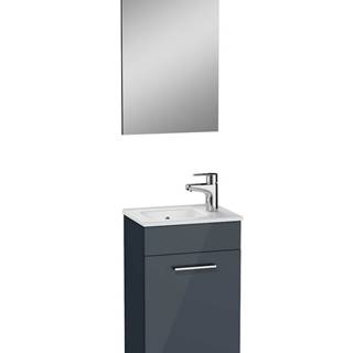 Kúpeľňová skrinka s umývadlom zrcadlem a osvětlením Vitra Mia 39x61x28 cm v antracitovej farbe lesk MIASET40A