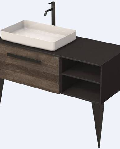 Kúpeľňová skrinka pod umývadlo Naturel Luxe 110x36x50 cm čierna bridlica / drevo lesk LUXE110LCDLBU