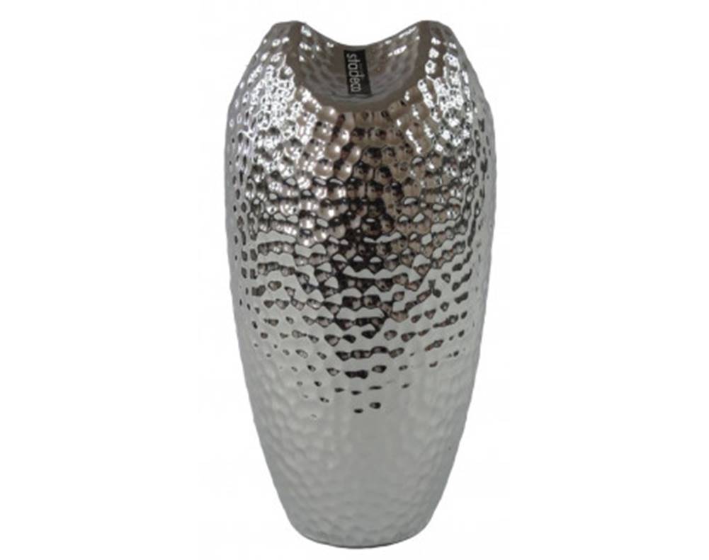 ASKO - NÁBYTOK Váza Modern 29 cm, strieborná, atypický tvar, značky ASKO - NÁBYTOK