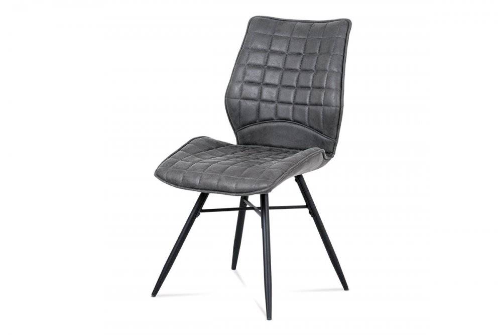 AUTRONIC  HC-444 GREY3 jedálenská stolička, sivá látka vintage, kov čierny mat, značky AUTRONIC