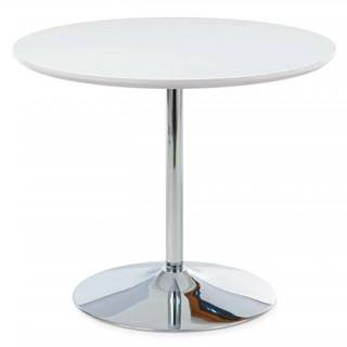 AUTRONIC AT-1901 WT jedálenský stôl, pr. 90cm, vysoký lesk biely, chróm