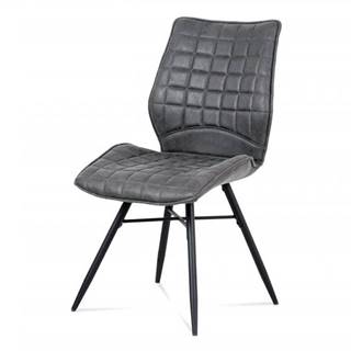 AUTRONIC HC-444 GREY3 jedálenská stolička, sivá látka vintage, kov čierny mat