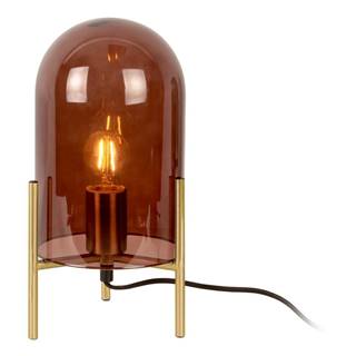 Leitmotiv Hnedá sklenená stolová lampa  Bell, výška 30 cm, značky Leitmotiv
