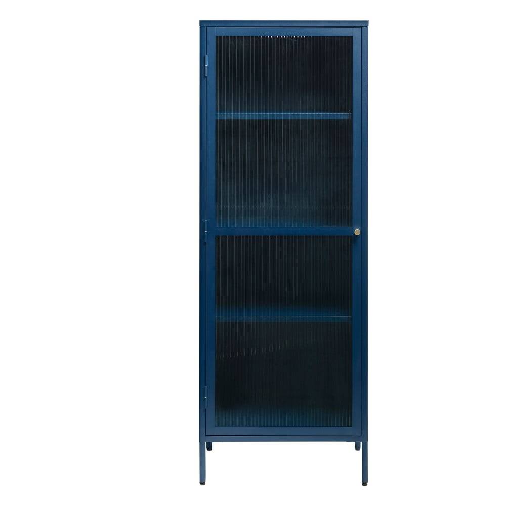 Unique Furniture Modrá kovová vitrína  Bronco, výška 160 cm, značky Unique Furniture
