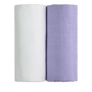 Súprava 2 bavlnených osušiek v bielej a fialovej farbe T-TOMI Tetra, 90 x 100 cm