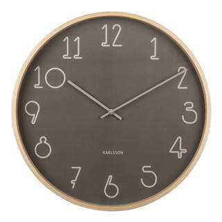 Karlsson Antracitovosivé nástenné hodiny  Sencillo, ø 40 cm, značky Karlsson