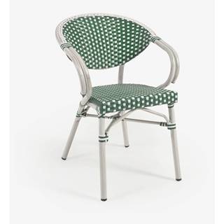 Zeleno-biela vonkajšia stolička Kave Home Marilyn
