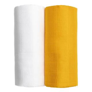 Súprava 2 bavlnených osušiek v bielej a žltej farbe T-TOMI Tetra, 90 x 100 cm