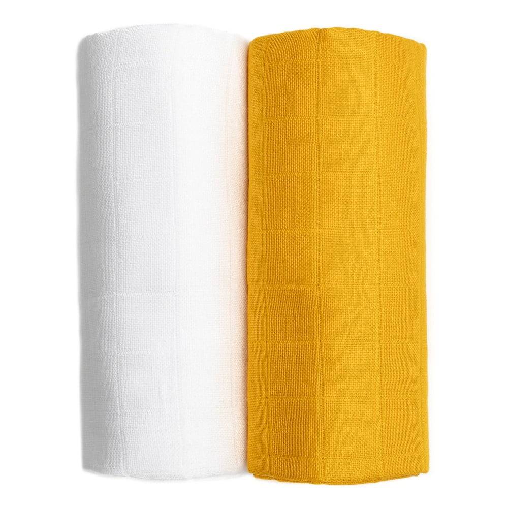 T-TOMI Súprava 2 bavlnených osušiek v bielej a žltej farbe  Tetra, 90 x 100 cm, značky T-TOMI