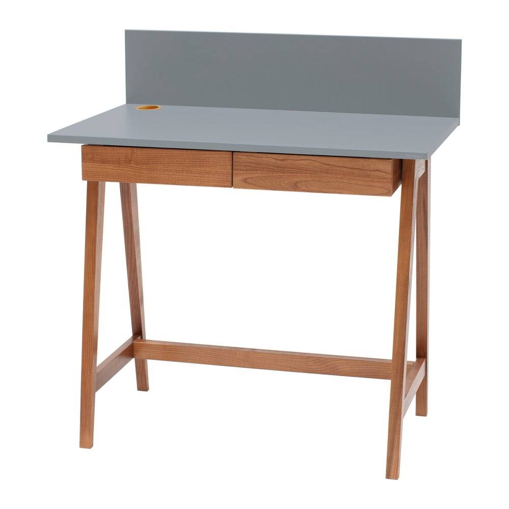 Ragaba Sivý písací stôl s podnožím z jaseňového dreva  Luka Oak, dĺžka 85 cm, značky Ragaba