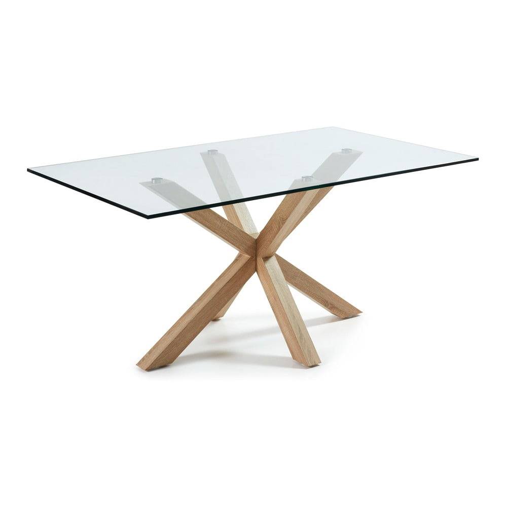 Kave Home Sklenený jedálenský stôl s prírodným podnožím , 160 x 90 cm, značky Kave Home