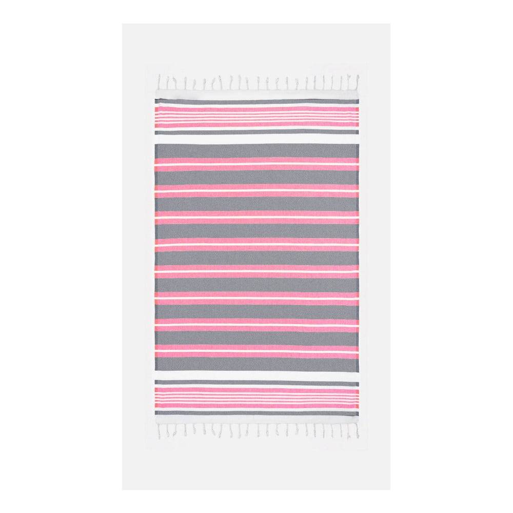 Kate Louise Ružovo-sivá osuška s prímesou bavlny  Cotton Collection Line Pink Grey, 100 × 180 cm, značky Kate Louise