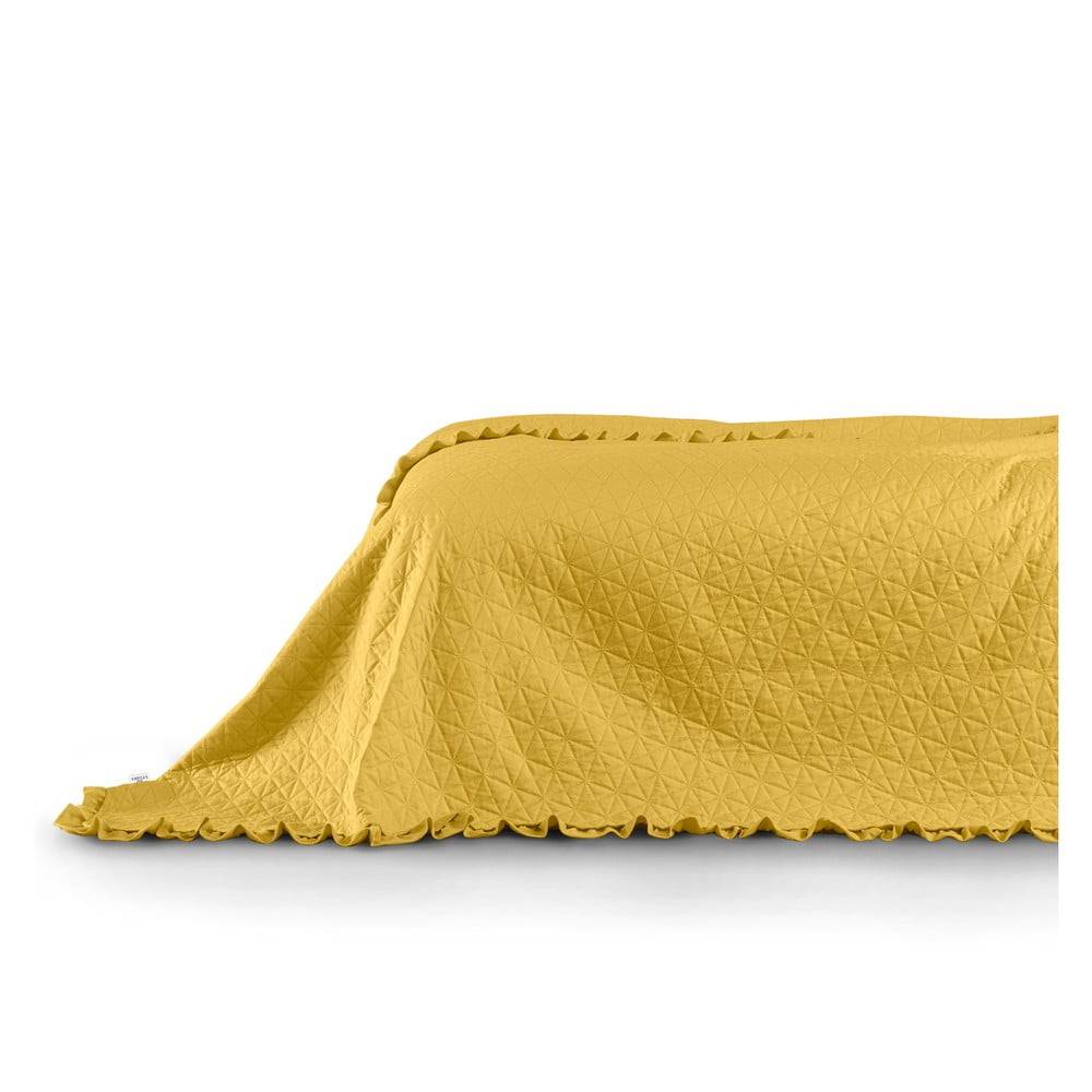 AmeliaHome Žltý pléd cez posteľ  Tilia, 260 x 240 cm, značky AmeliaHome
