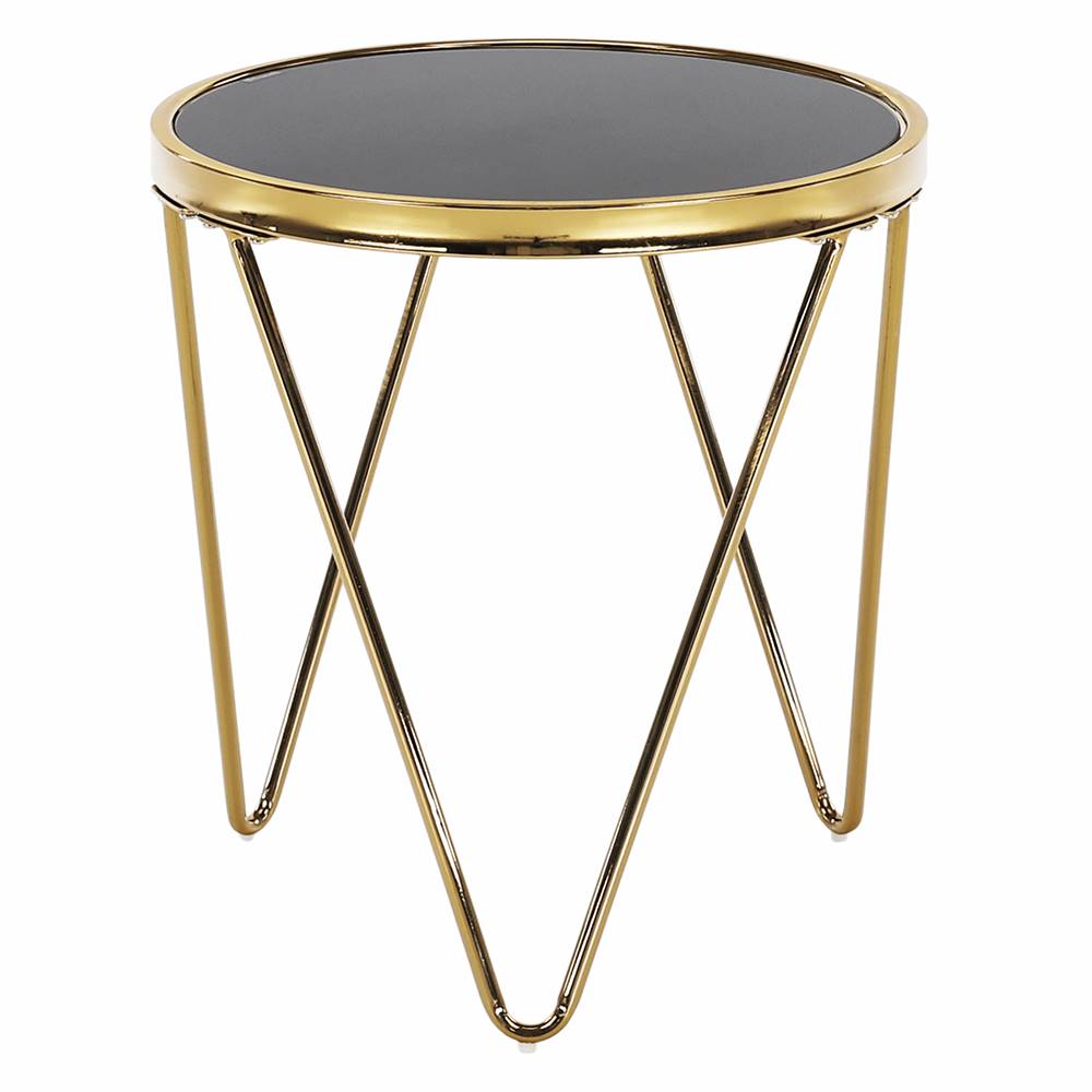 Kondela Príručný stolík gold chróm zlatá/čierna VALERO R1 rozbalený tovar, značky Kondela