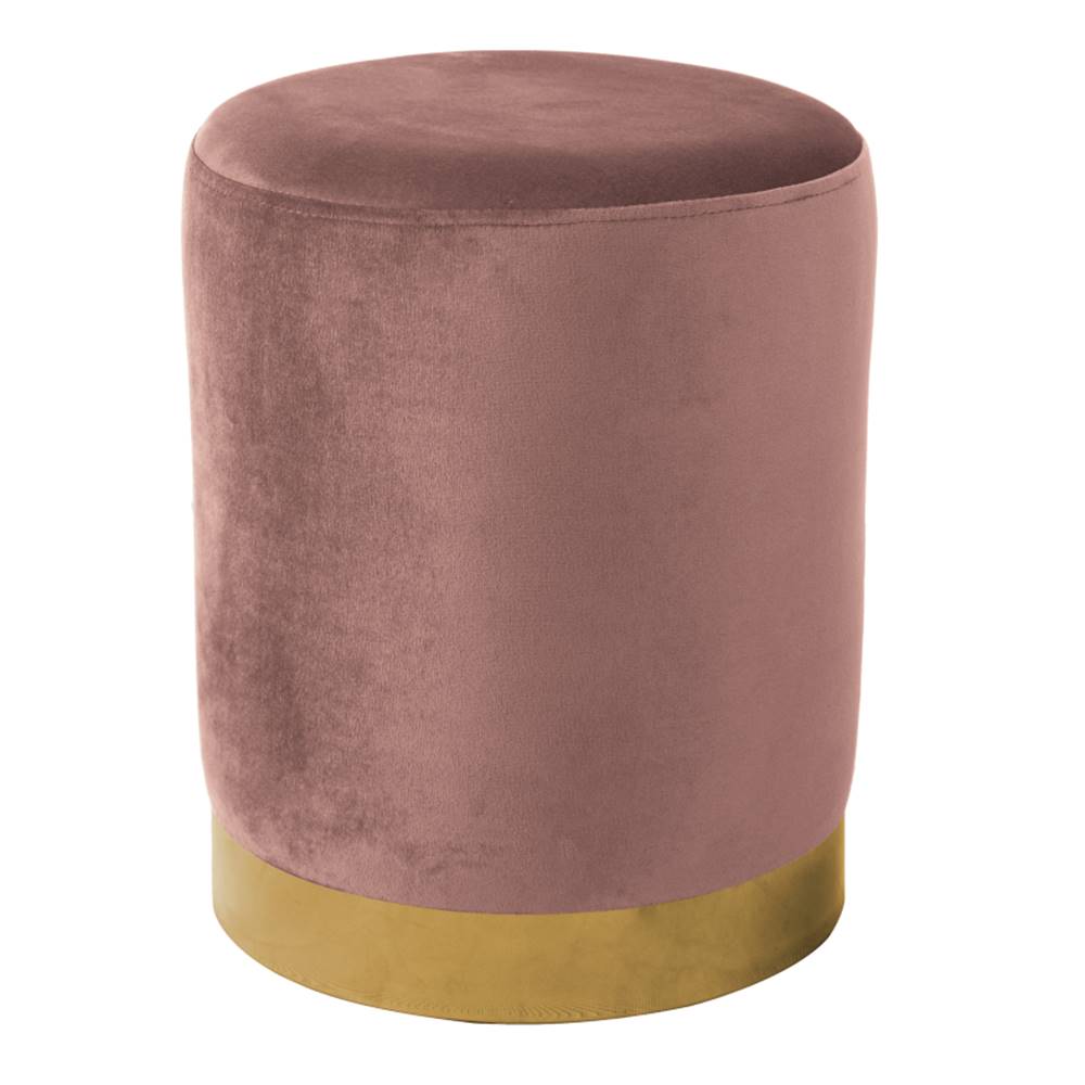 Kondela Taburet ružová Velvet látka/gold chróm-zlatá ALAZ P1 poškodený tovar, značky Kondela