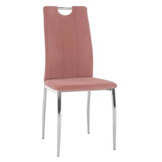 Jedálenská stolička ružová Velvet látka/chróm OLIVA NEW P2 poškodený tovar