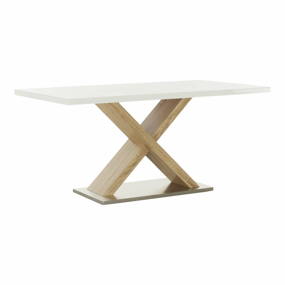 Kondela Jedálenský stôl biela s vysokým leskom HG/dub sonoma FARNEL P3 poškodený tovar, značky Kondela