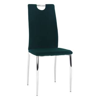 Jedálenská stolička smaragdová Velvet látka/chróm OLIVA NEW P1 poškodený tovar