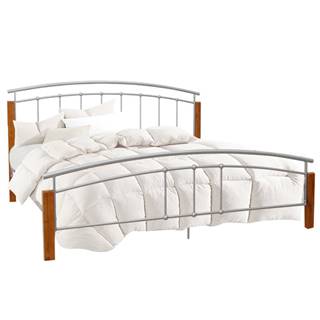 Kondela Manželská posteľ drevo jelša/strieborný kov 160x200 MIRELA R1 rozbalený tovar, značky Kondela