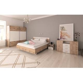 Spálňový komplet (posteľ 180x200 cm) dub wotan/biela GABRIELA NEW