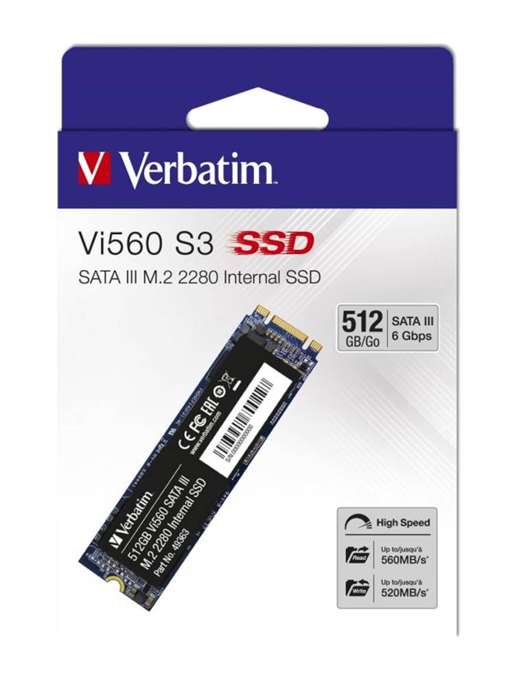 Verbatim  SSD 512GB M.2 2280 SATA III Vi560 S3 interní disk, Solid State Drive, značky Verbatim