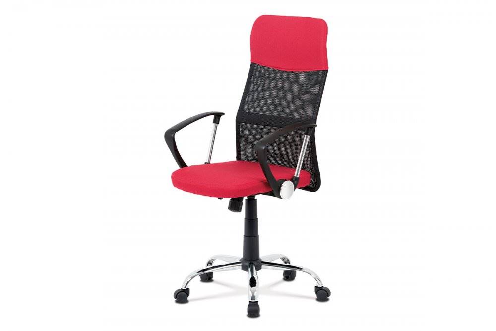 AUTRONIC  KA-V204 RED kancelárska stolička, červená látka, čierna MESH, hojdací mech, kríž kovový, značky AUTRONIC