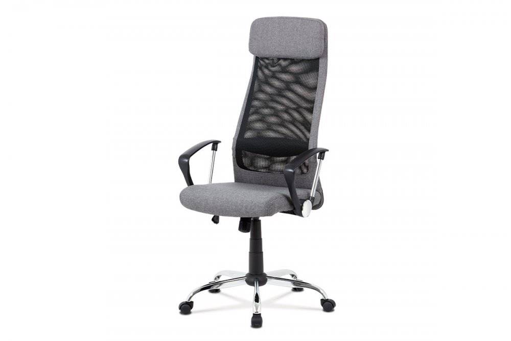 AUTRONIC  KA-V206 GREY Kancelárska stolička, sivá látka a čierna sieťovina MESH, hojdací mechanismus, kovový kríž, značky AUTRONIC