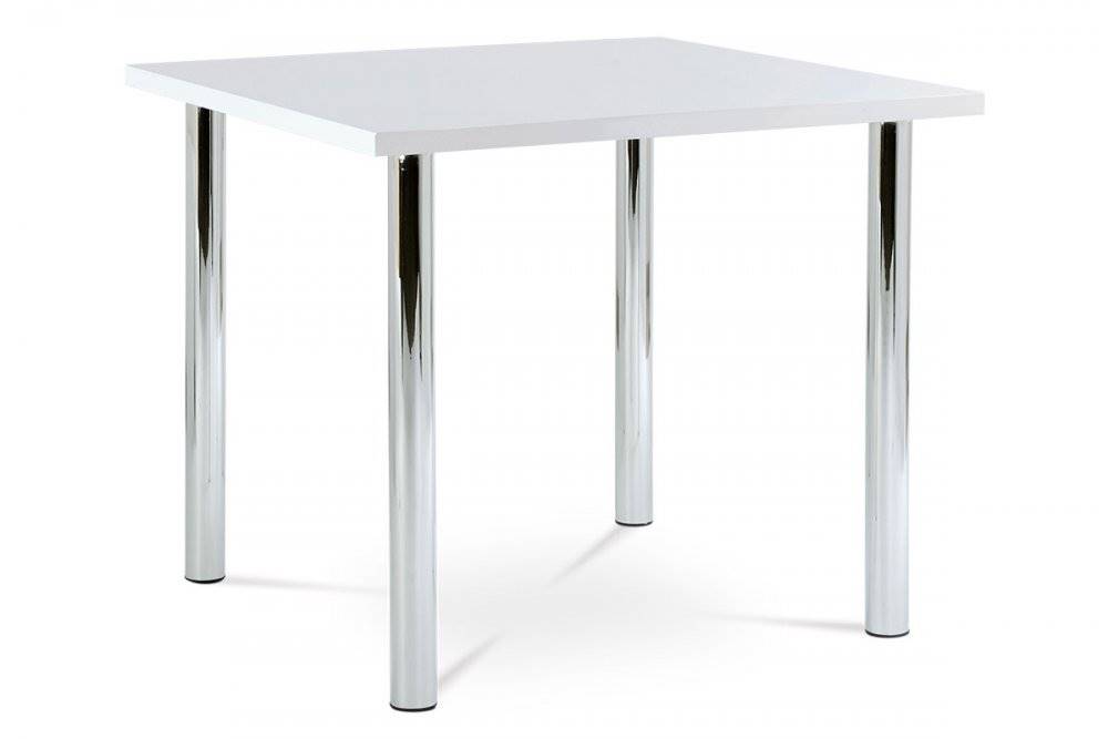 AUTRONIC  AT-1913B WT jedálenský stôl 90x90cm, vysoký lesk biely, chróm, značky AUTRONIC