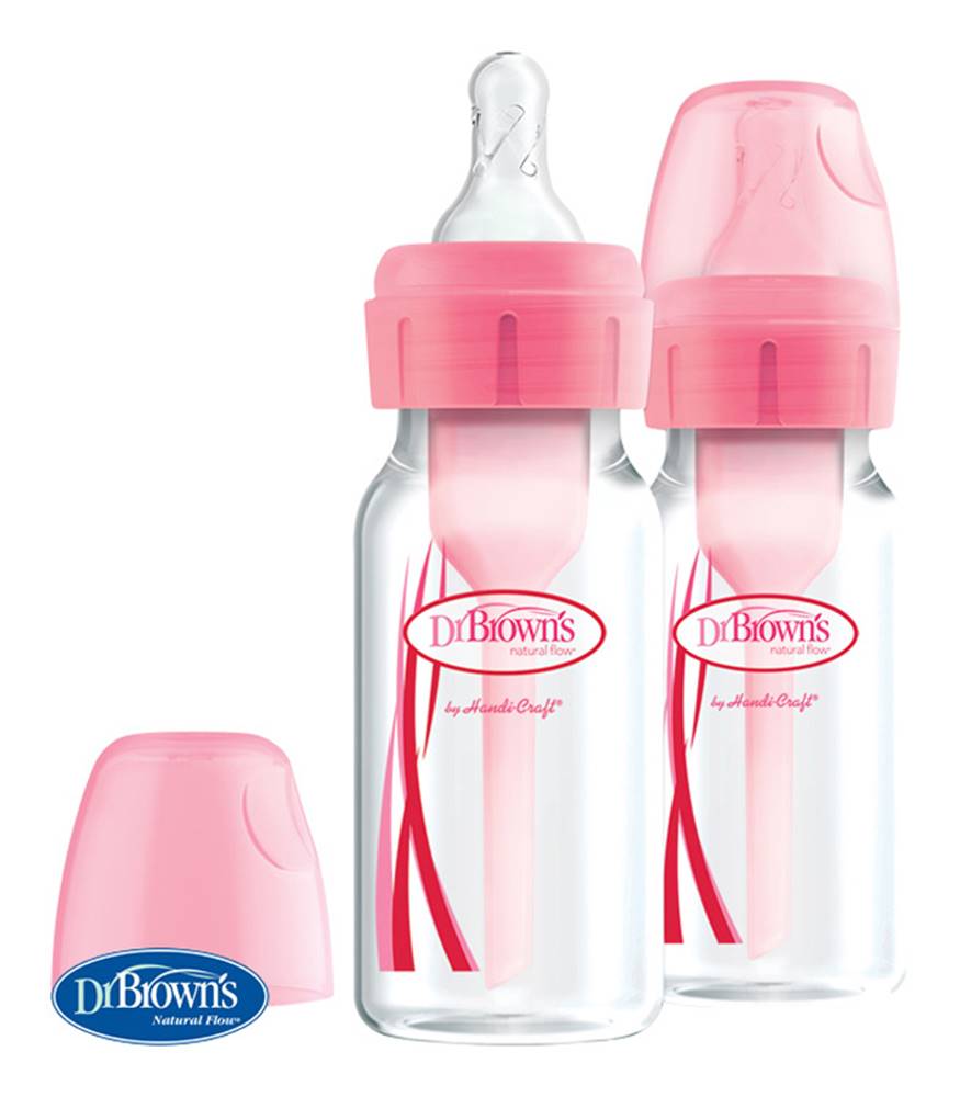 DRBROWNS DR.BROWN'S Fľaša antikolik Options+ úzka 2x120 ml plast, ružová, značky DRBROWNS