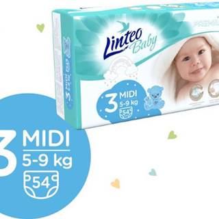 LINTEO BABY Premium Plienky jednorazové 3 MIDI (5-9 kg) 216 ks