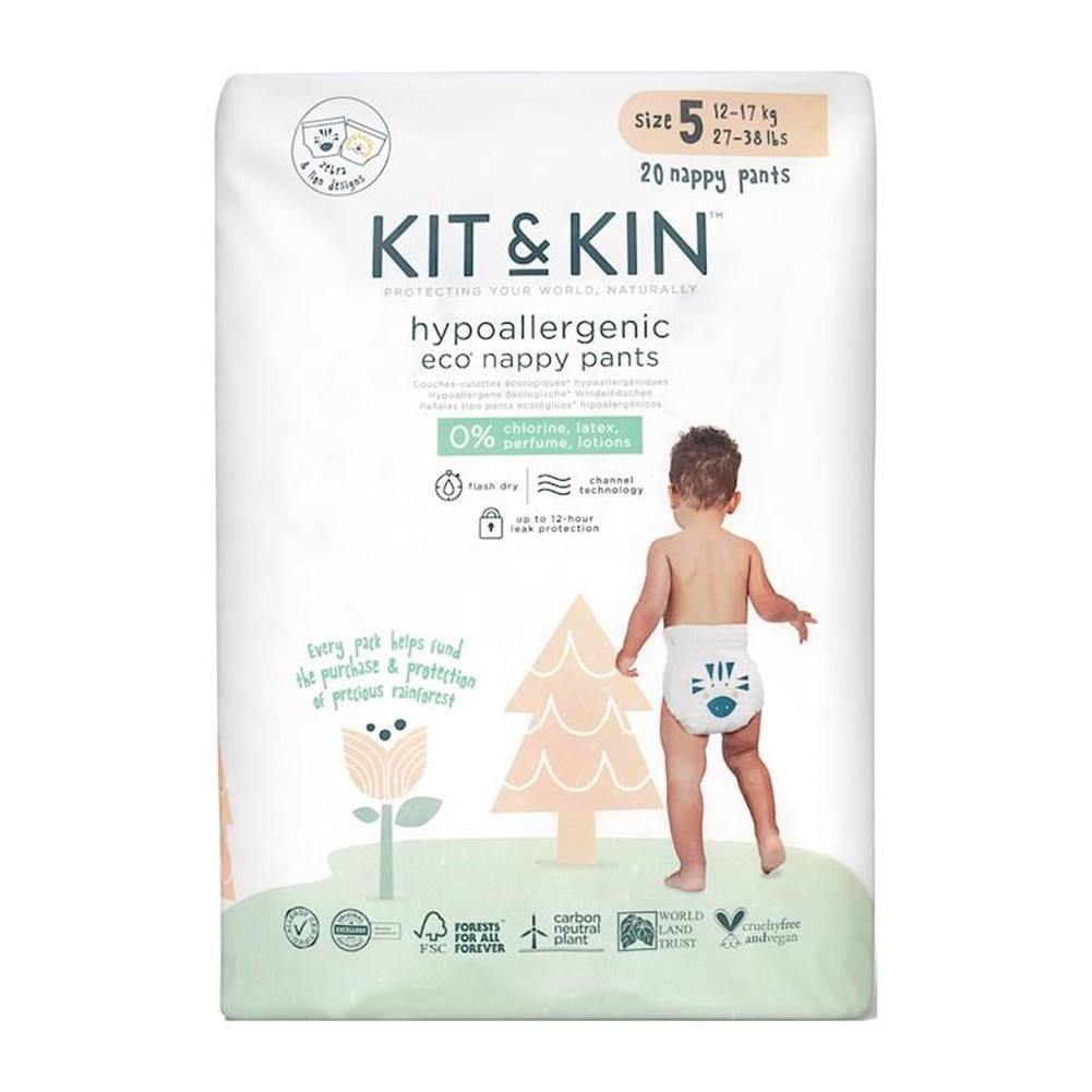 KIT & KIN  Nohavičky plienkové jednorazové eko 5 (12-17 kg) 20 ks, značky KIT & KIN