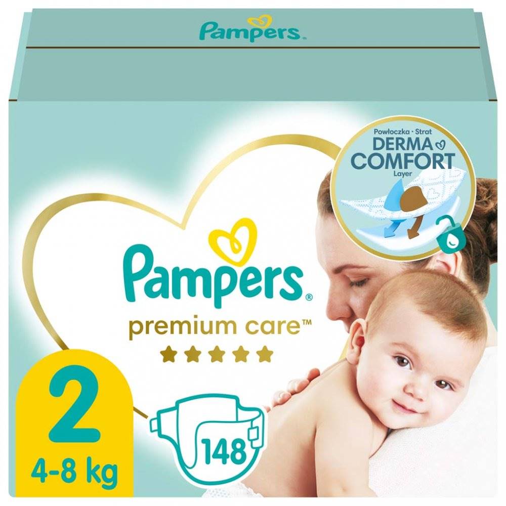 PAMPERS  Premium Care Plienky jednorazové 2 (4-8 kg) 148 ks, značky PAMPERS