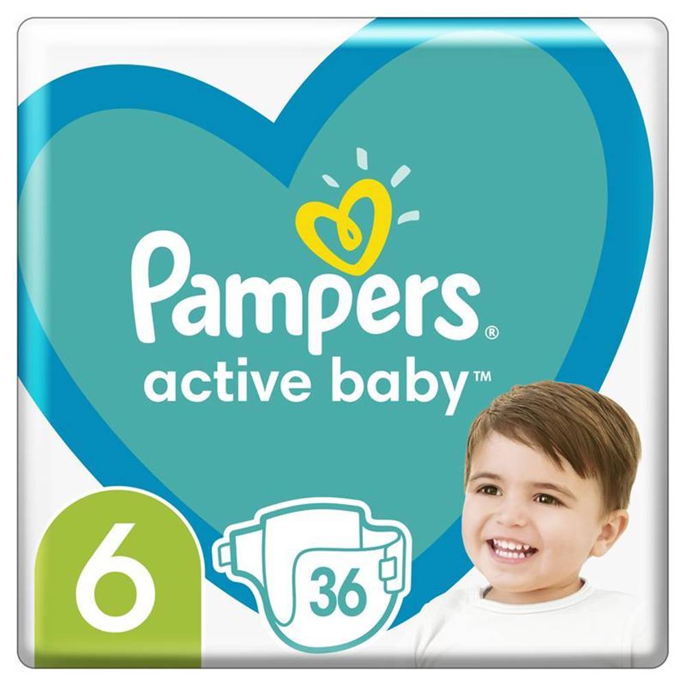PAMPERS  Active Baby Plienky jednorazové 6 (13-18 kg) 36 ks, značky PAMPERS