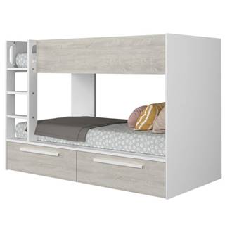 Sconto Poschodová posteľ EMMET VII pínia cascina/biela, 90x200 cm, značky Sconto