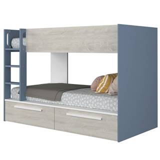 Sconto Poschodová posteľ EMMET VII pínia cascina/modrá, 90x200 cm, značky Sconto