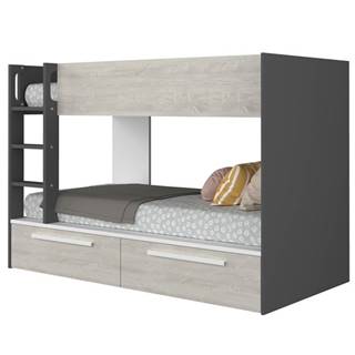 Poschodová posteľ EMMET VII pínia cascina/sivá, 90x200 cm