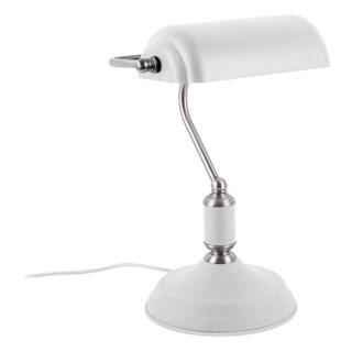 Leitmotiv Biela stolová lampa s detailmi v striebornej farbe  Bank, značky Leitmotiv