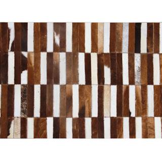 KONDELA Luxusný kožený koberec, hnedá/biela, patchwork, 171x240, KOŽA TYP 5
