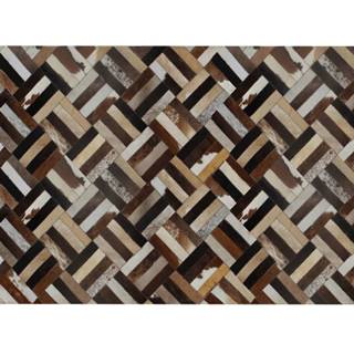 Kondela KONDELA Luxusný kožený koberec, hnedá/čierna/béžová, patchwork, 170x240 , KOŽA TYP 2, značky Kondela