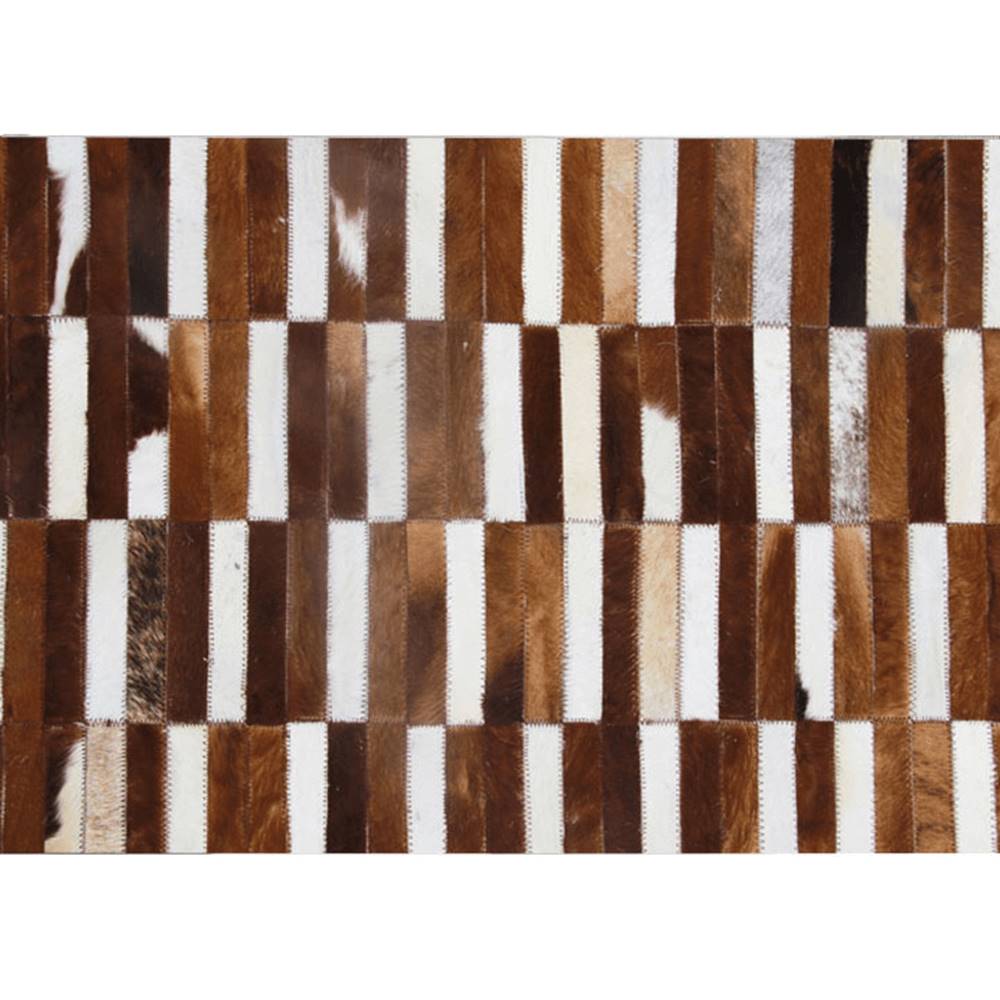 Kondela KONDELA Luxusný kožený koberec, hnedá/biela, patchwork, 201x300, KOŽA TYP 5, značky Kondela