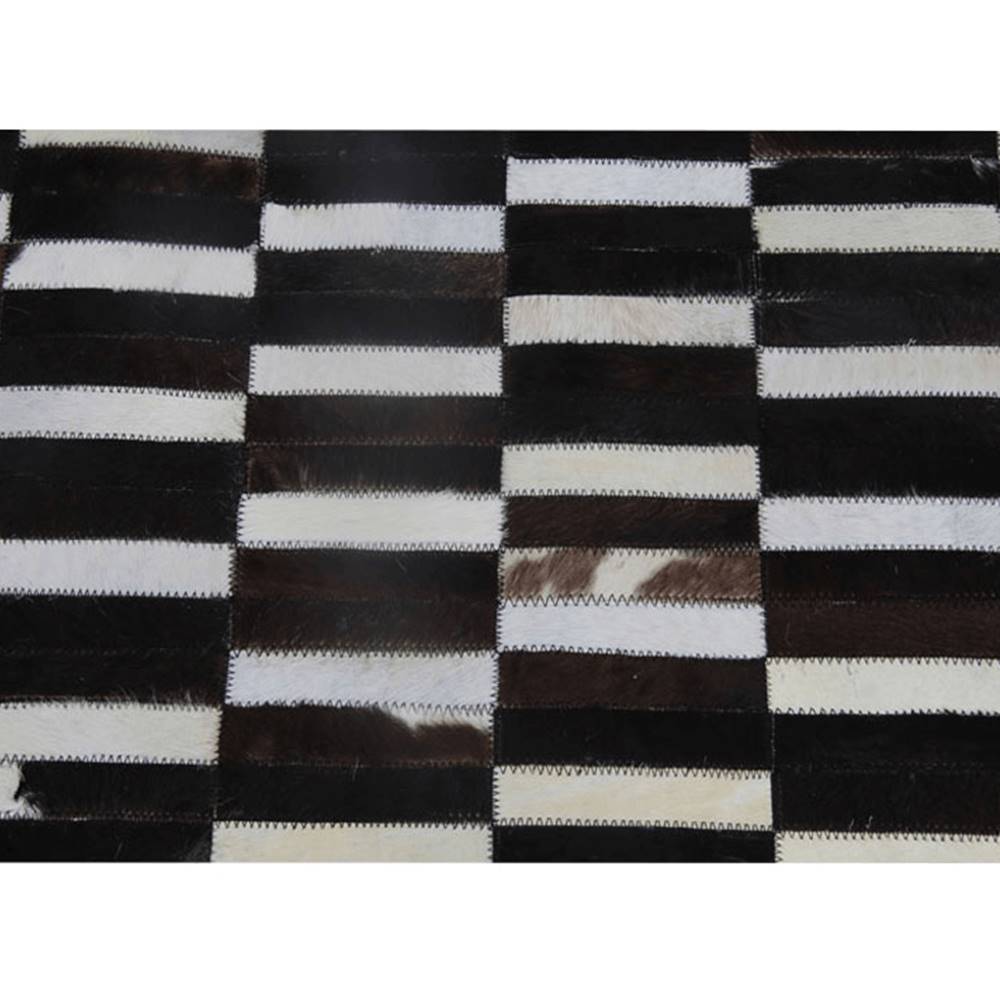 Kondela KONDELA Luxusný kožený koberec, hnedá/čierna/biela, patchwork, 141x200, KOŽA TYP 6, značky Kondela