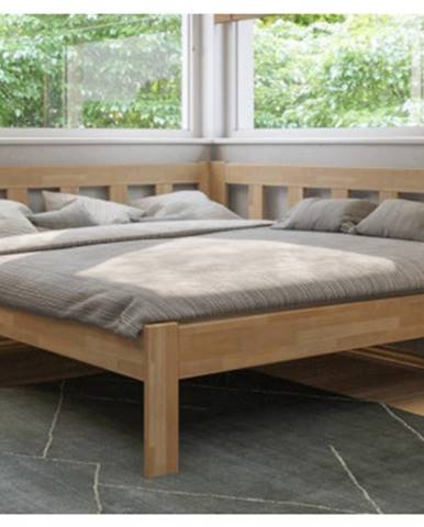 Rohová posteľ so zástenou vpravo Tema P 180x200 cm, prírodný buk