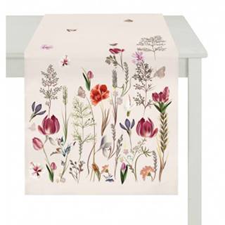 ASKO - NÁBYTOK Behúň na stôl Kvetinová lúka 40x150 cm, krémový, značky ASKO - NÁBYTOK