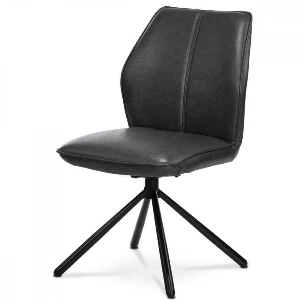 AUTRONIC  HC-397 GREY3 Jedálenská stolička, sivá látka v dekore vintage kože, kov - černý lak, spätný mechanizmus, značky AUTRONIC