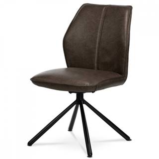AUTRONIC HC-397 BR3 Jedálenská stolička, hnedá látka v dekore vintage kože, kov - černý lak, spätný mechanizmus