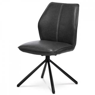 AUTRONIC HC-397 GREY3 Jedálenská stolička, sivá látka v dekore vintage kože, kov - černý lak, spätný mechanizmus